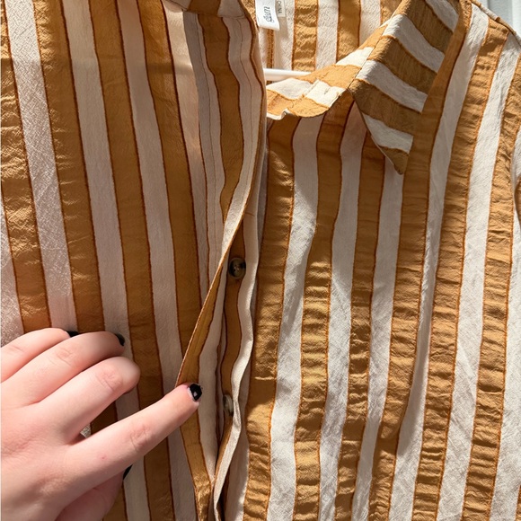 Glam Orange and White Striped Shirt - Picture 3 of 6